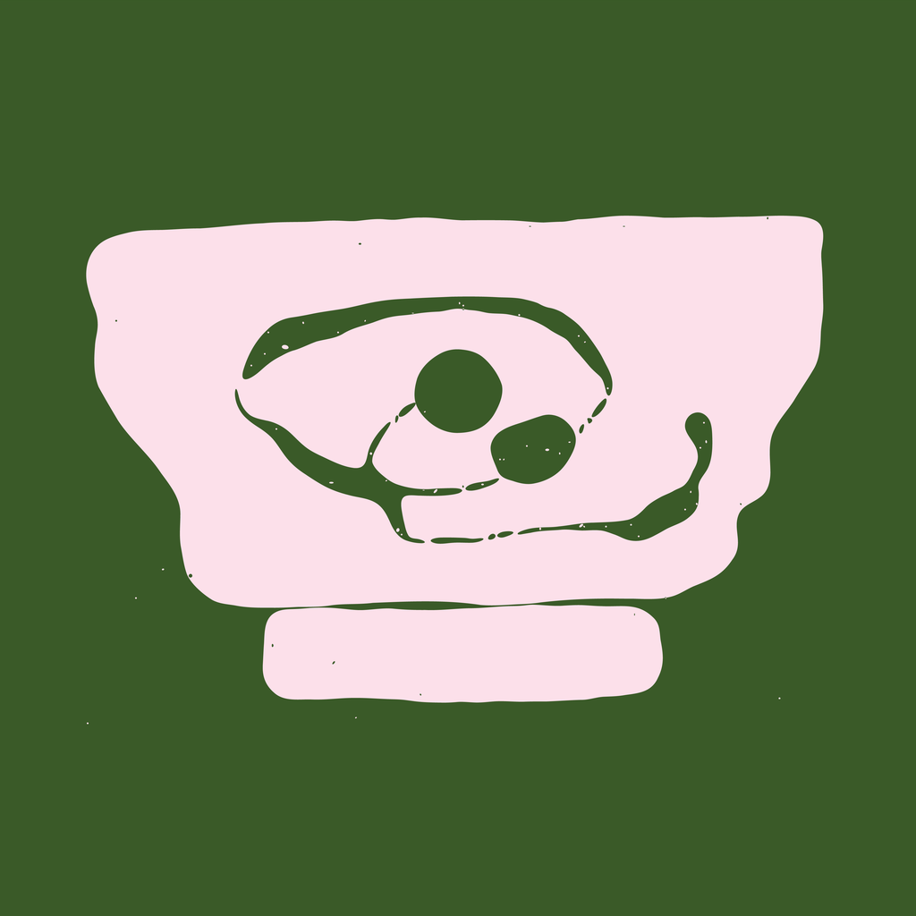 MatchaRadar app icon — a pink matcha bowl on forest green